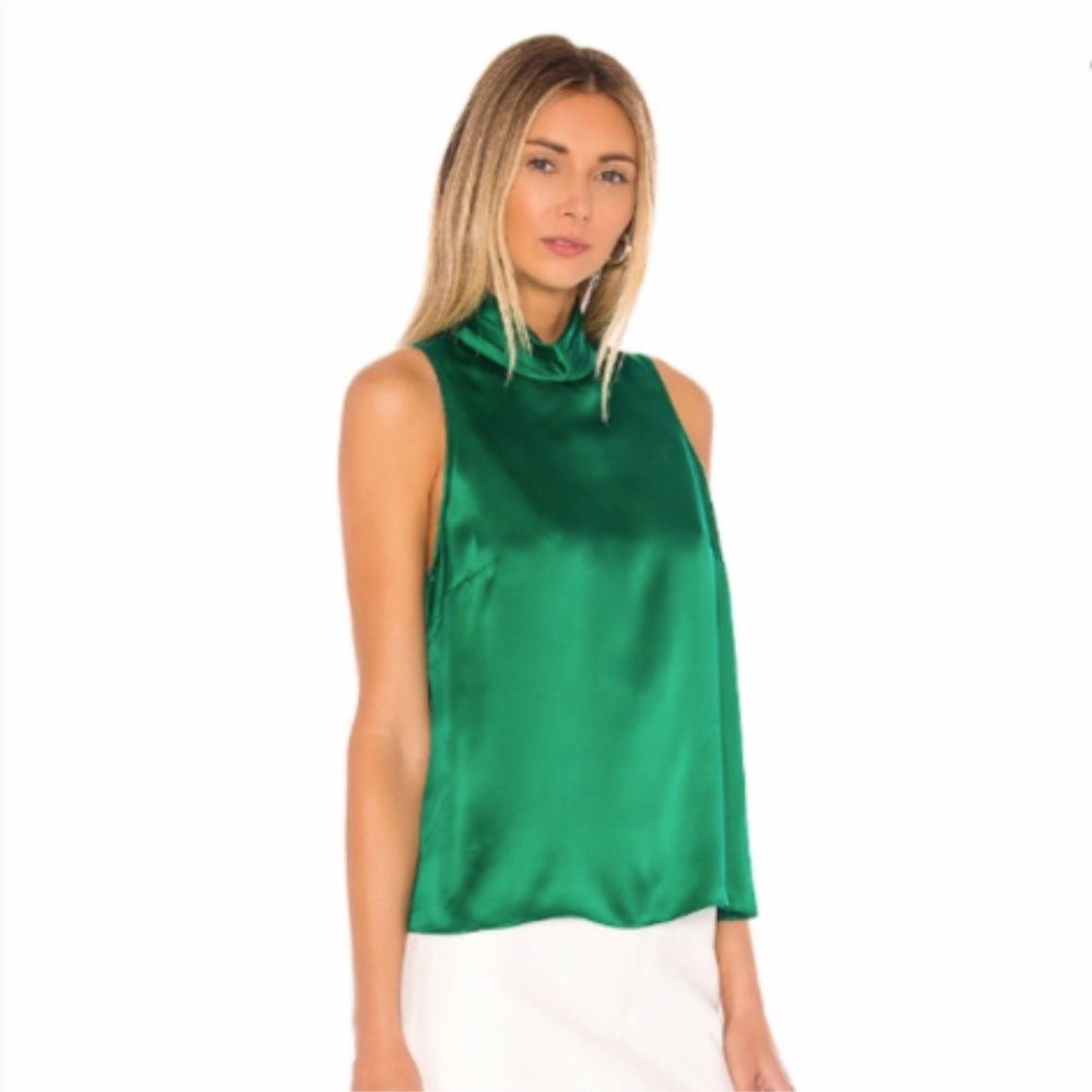 Amanda Uprichard Green Satin Tank Top